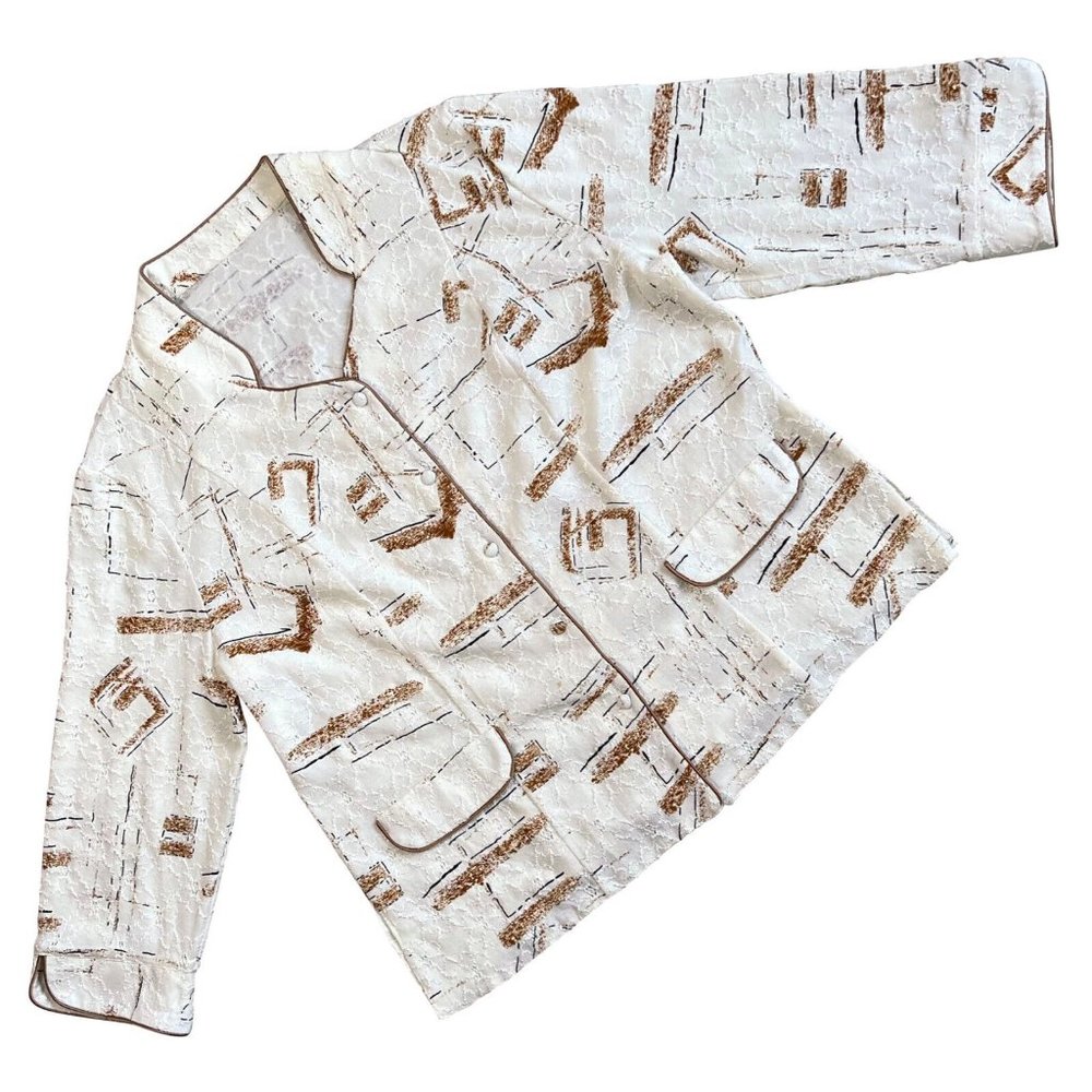 Sundazed (Germany) Interlock Knit Pentagon Mao Collar Pajama Jacket Ivory : XL